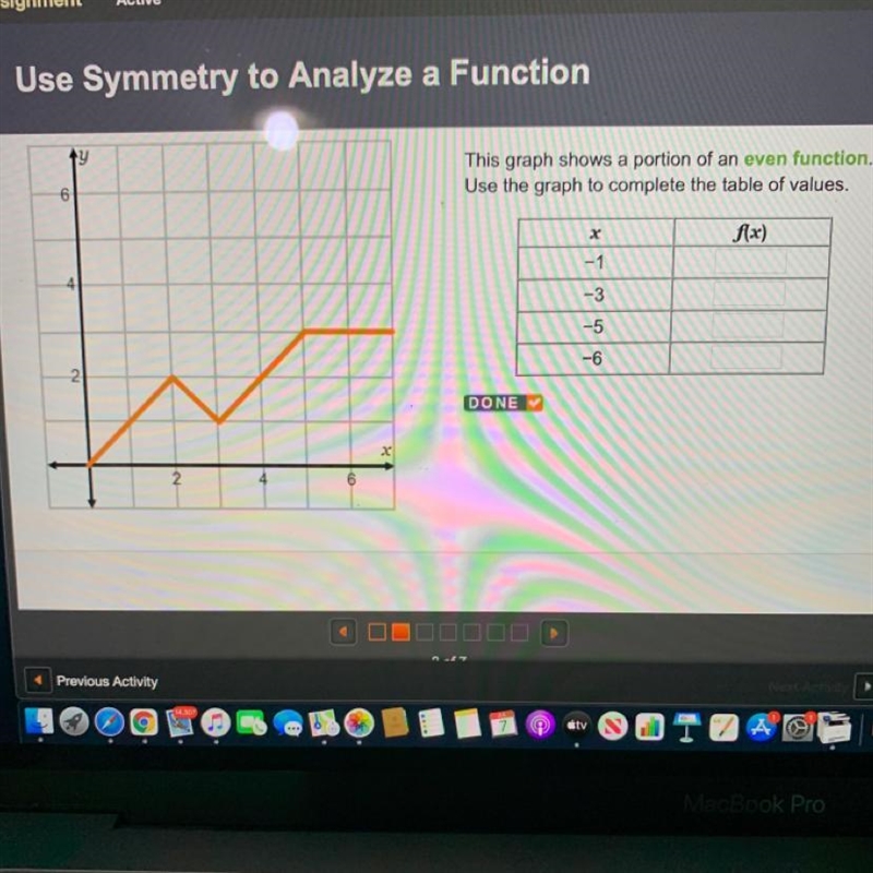 Fy This graph shows a portion of an even function, Use the graph to complete the table-example-1