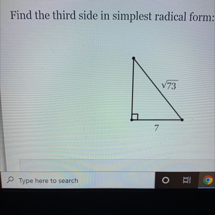 Find the third side in simplest radical form-example-1