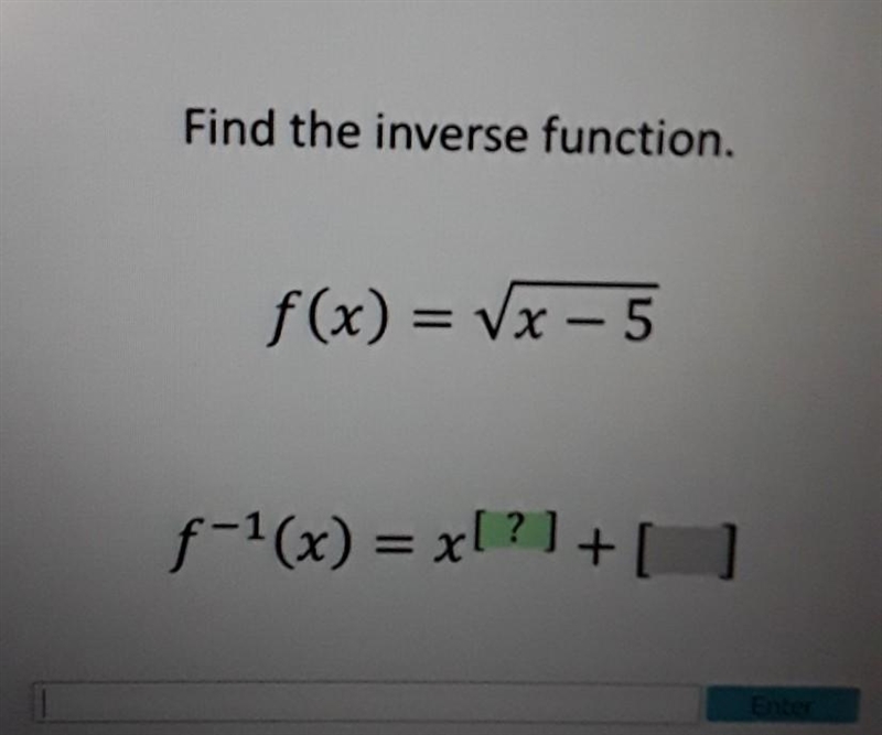 Find the inverse function. f(x) = x - 5​-example-1