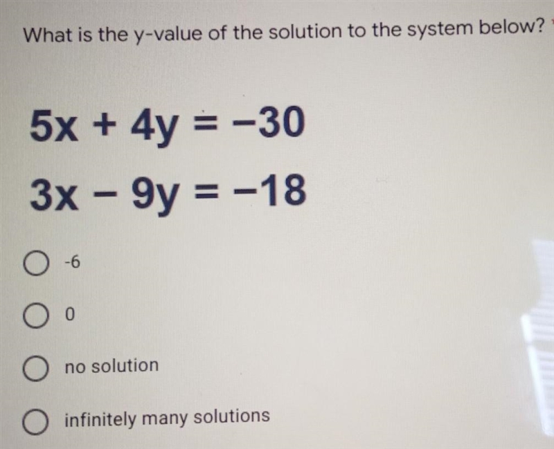 What is the y-value of the solution to the system below?​-example-1