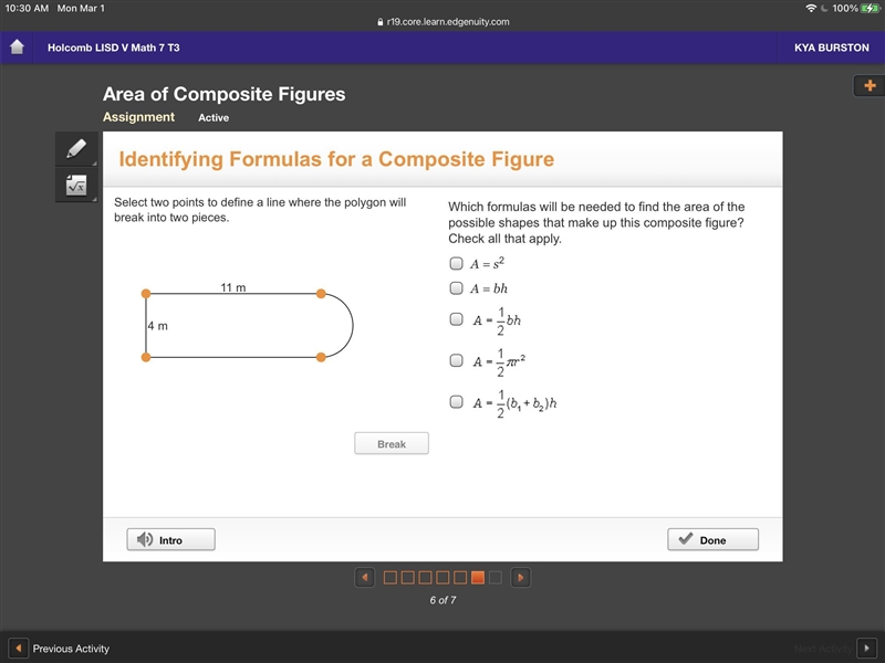 Composite figure? Check all that apply. A = s2 A = bh It wouldn’t let me type the-example-1