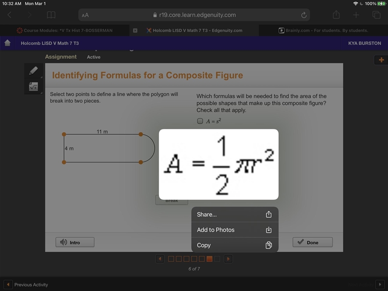 Composite figure? Check all that apply. A = s2 A = bh It wouldn’t let me type the-example-4