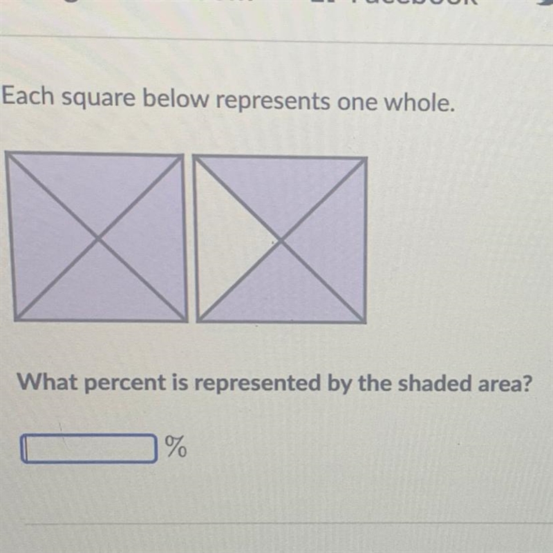 Each square below represents one whole. What percent is represented by the shaded-example-1