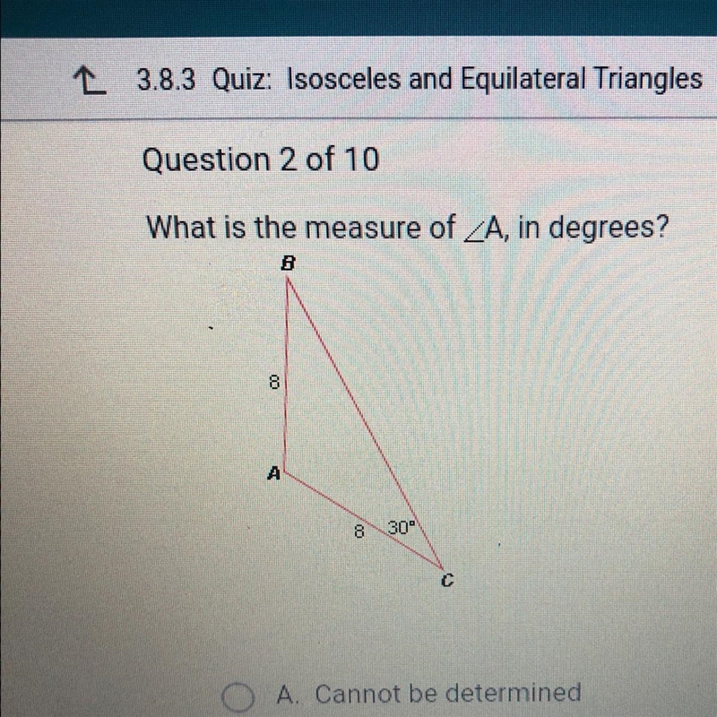 What is the measure of A 30° C-example-1