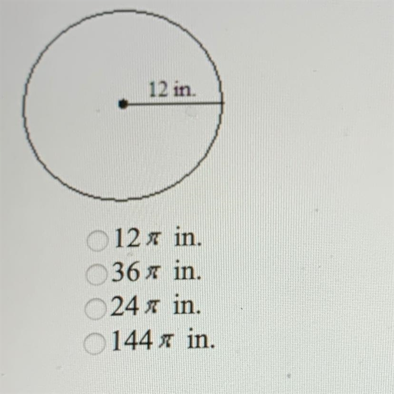 What is the circumference of the given circle in terms of pi.-example-1