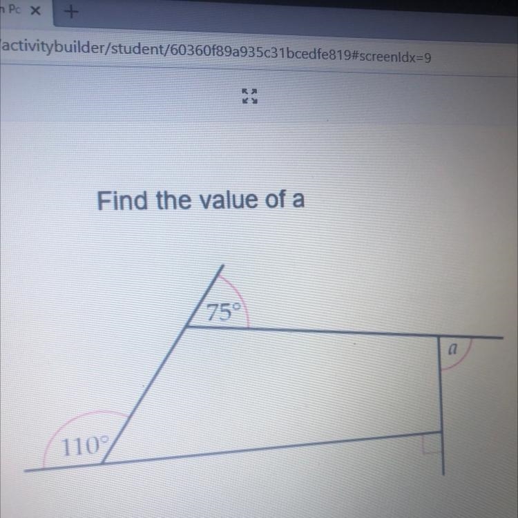 Find the value of A 75°,110°,90°-example-1