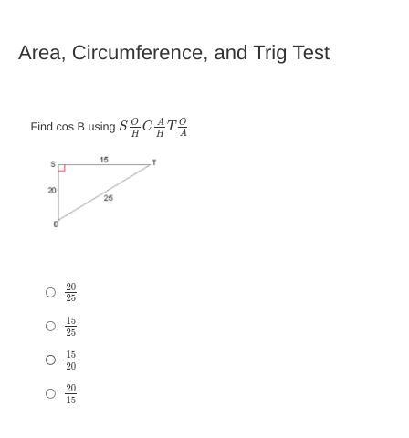 Find cos B using SOHCAHTOA-example-1