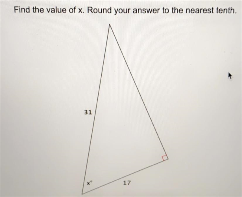 Find the value of x. round your answer to the nearest tenth.-example-1