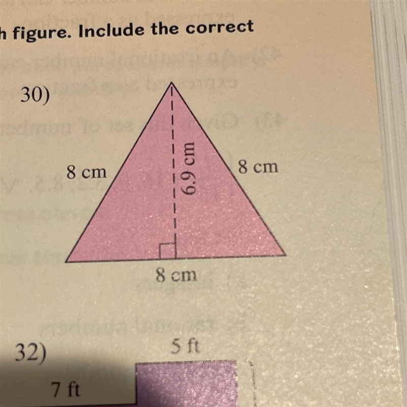 Find the area and perimeter of the figure and show work question 30-example-1