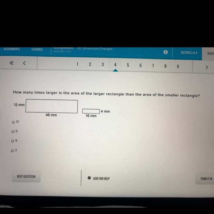 Please help mee!! How many times larger is the area of the larger rectangle than the-example-1