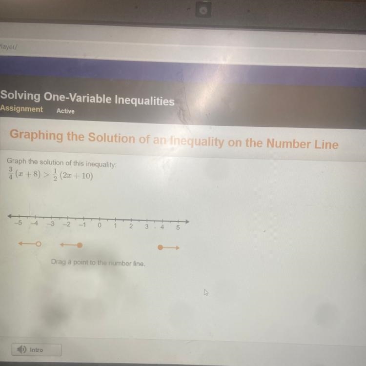 Graphing the Solution of an Inequality on the Number Line Graph the solution of this-example-1