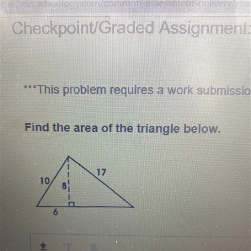 Find the area of the triangle below.-example-1