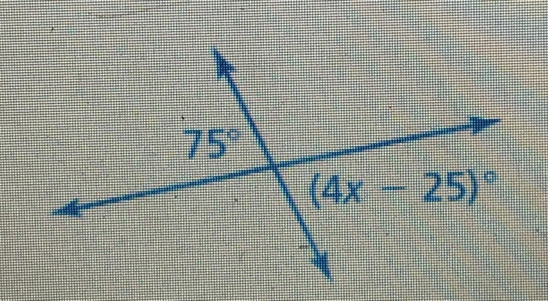 Tell whether the angles are adjacent or vertical. Then find the value of x-example-1