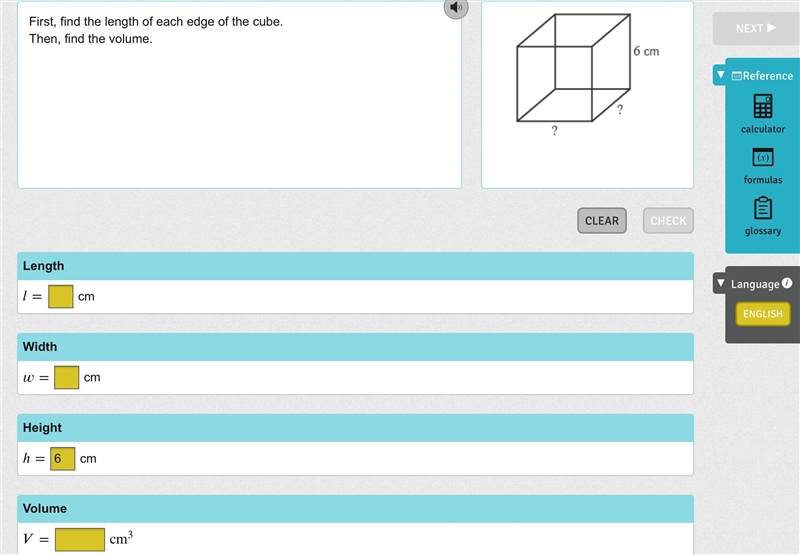 First, find the length of each edge of the cube. Then, find the volume.-example-1