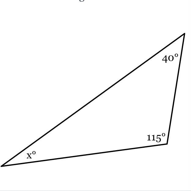 The measures of the angles of a triangle are shown in the figure below. Solve for-example-1