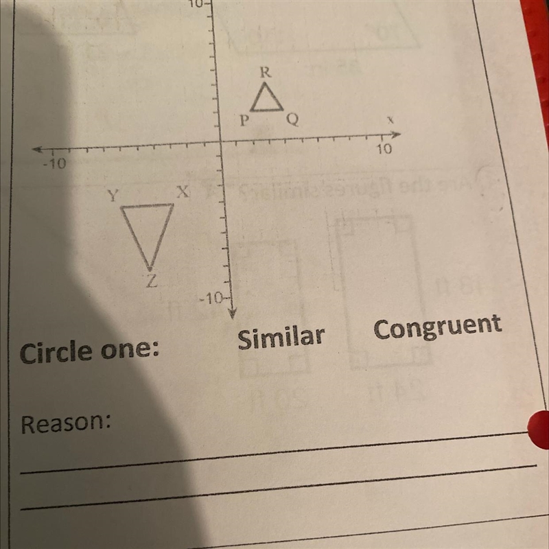 Are the triangles similar or congruent-example-1