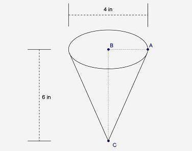 Find the measure of the angle formed between the base of the cone and a line segment-example-1