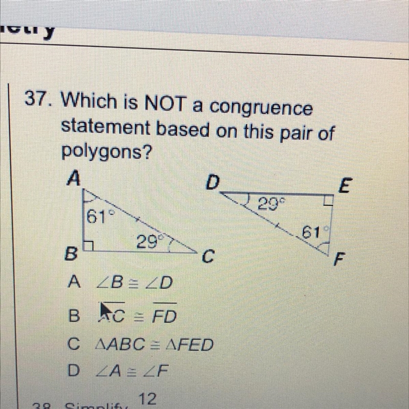 Which is Not a congruence statement-example-1