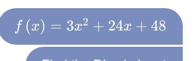 I need help with this, I need to find the value of the discriminant of (f) and how-example-1