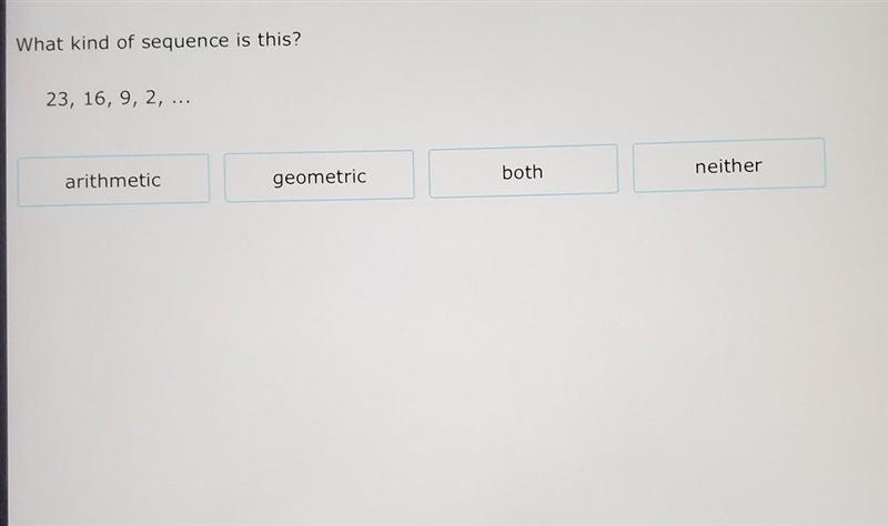 What kind of sequence is this? (Need an answer fast lol.)​-example-1