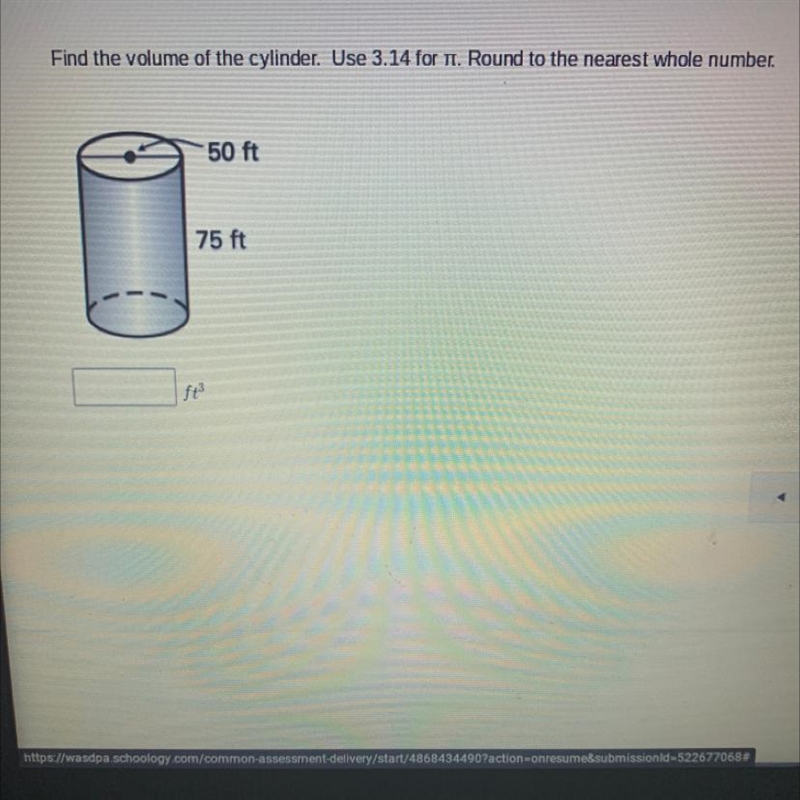 Find the volume of the cylinder.-example-1