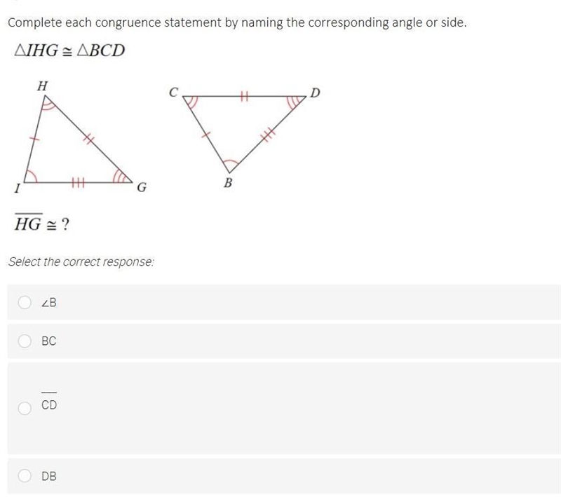 Complete each congruence statement by naming the corresponding angle or side.-example-1