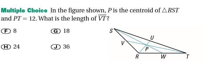 What is the length of VT? F.8 H.24 G.18 J.36-example-1