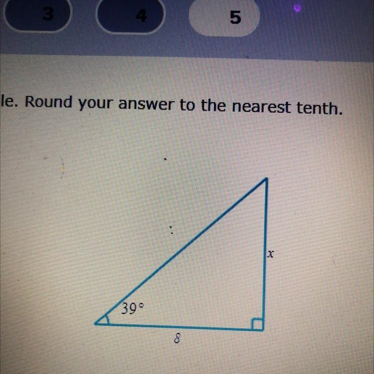 Solve for x in the triangle. Round your answer to the nearest tenth.-example-1