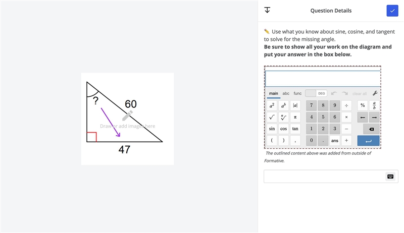 Using trig to solve for missing angles-example-1