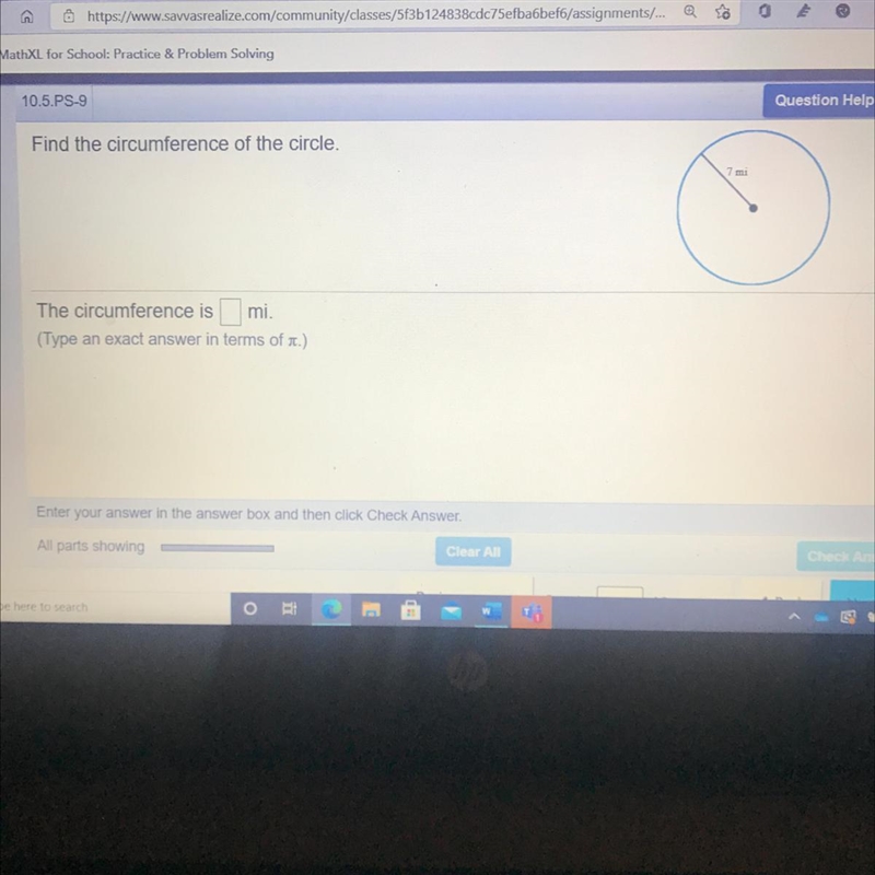 Find the circumference of the circle-example-1