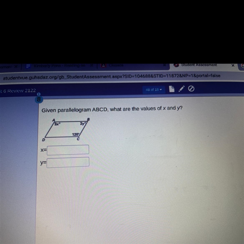 Plz help me solve for x and y-example-1