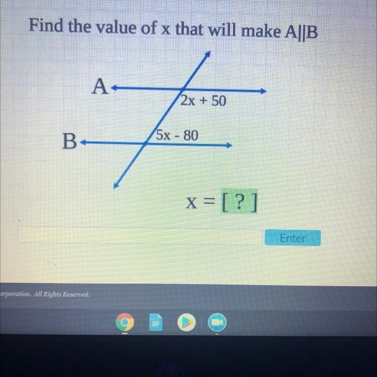 Can someone help me i need to find the value of x that will make a||b-example-1