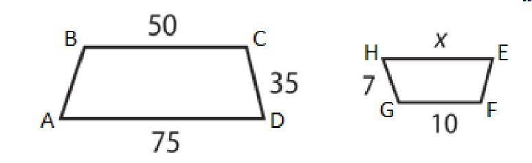 The trapezoids are similar. In the figure below ABCD ~ EFGH. What is the value of-example-1