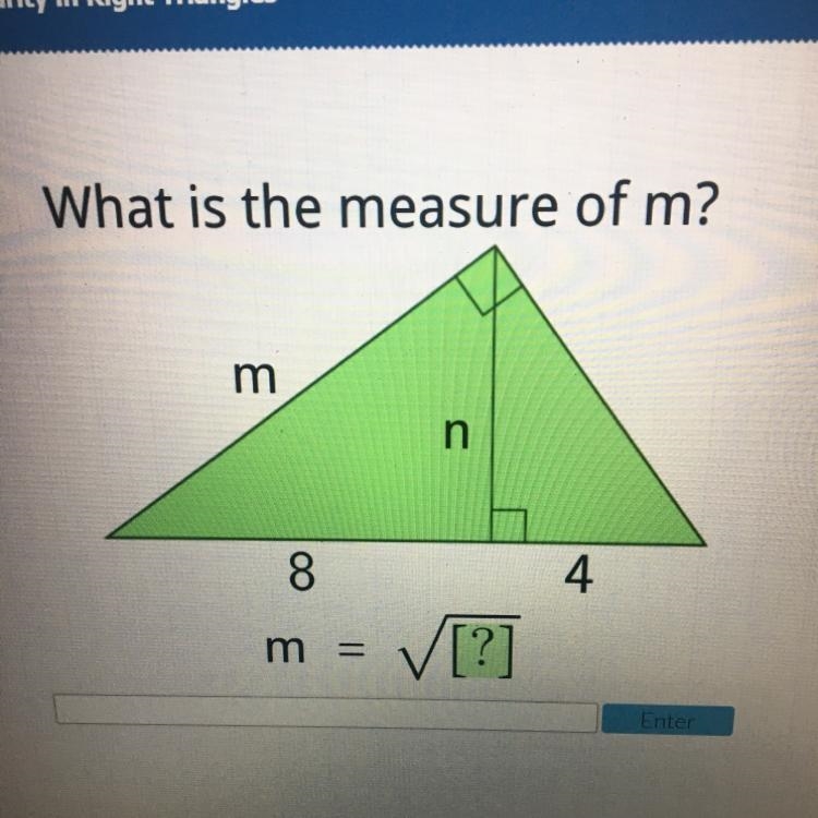 What is the measure of m? m n 8 4 m = V[?]-example-1