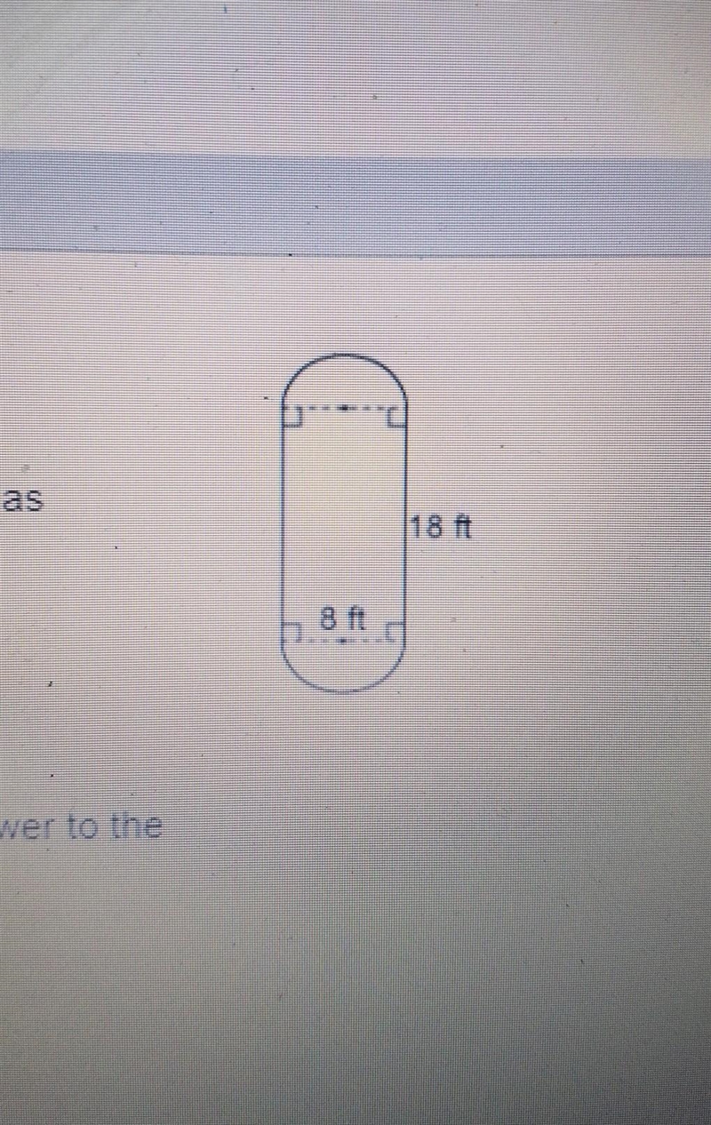 Two semicircles are attached to the sides of a rectangle as shown. What is the area-example-1