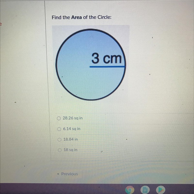 20 POINTS! Find the Area of the Circle:-example-1