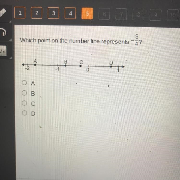 3 Which point on the number line represents 4? B с D D o В O-example-1