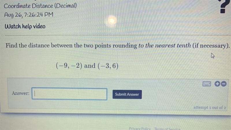 Find the distance between the two points rounding to the nearest tenth! PLEASE HELP-example-1