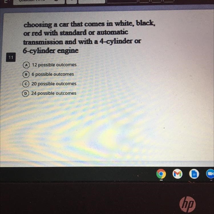 Choosing a car that comes in white black or red with standard or automatic trasmission-example-1