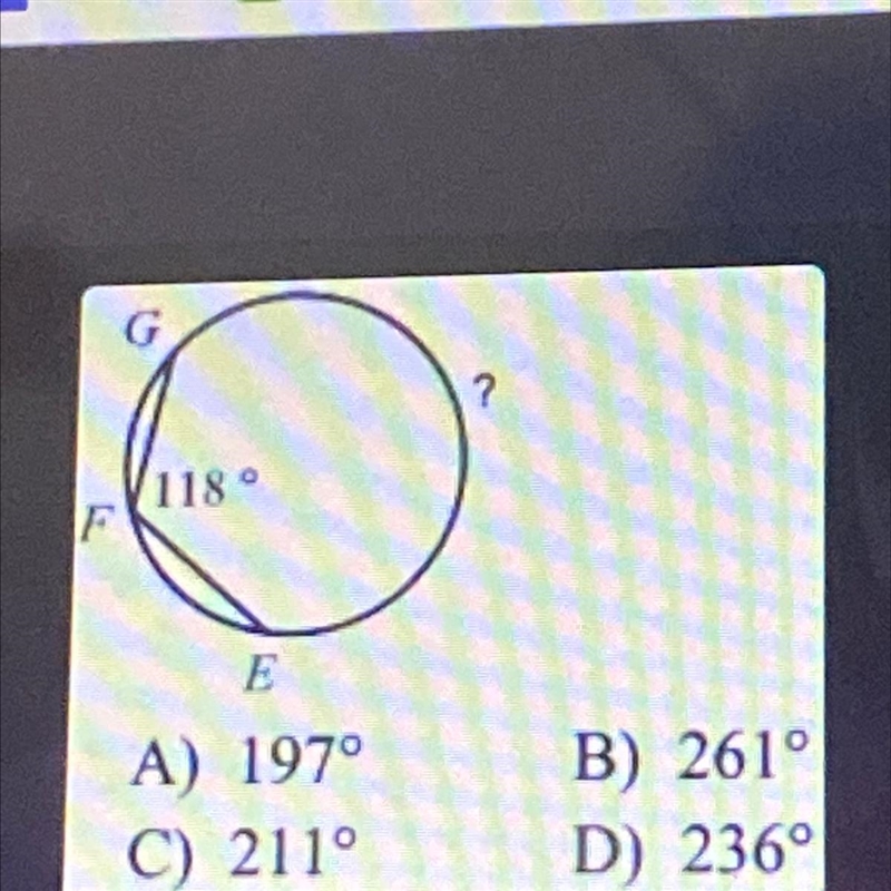 A) 197 degree B) 261 degree C) 211 degree D) 236 degree-example-1