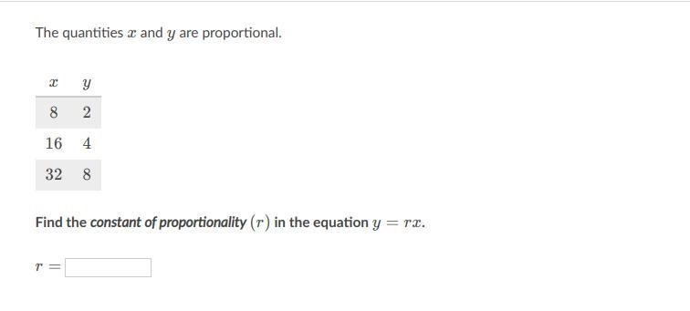 Find the constant of proportionality (r) in the equation y=rx-example-1