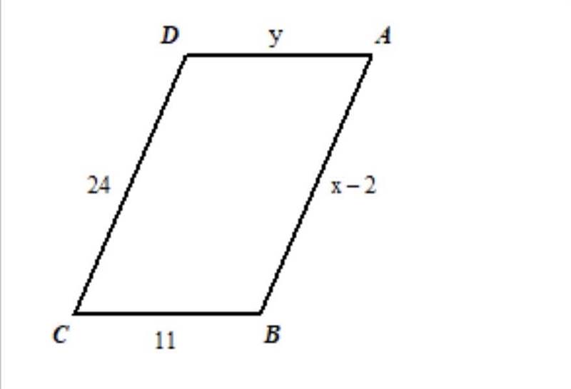 A) x = 26, y =11 B) x = 13, y = 24 C) x = 11, y =26 D) x = 24, y = 13-example-1