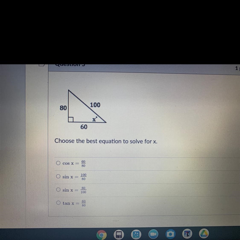 Choose the best equation to solve for x-example-1