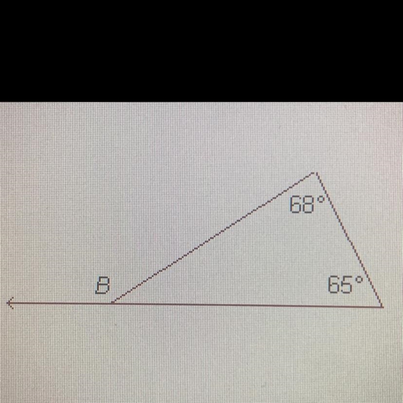 What is the measure, in degrees, of the angle marked B? 133 65 68 47-example-1