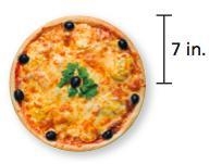 PLEASE PLEASE HELP! Find the circumference of the pizza to the nearest whole number-example-1