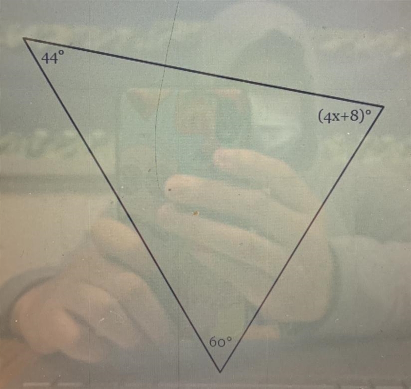 The measures of the angles of a triangle are shown in the figure above. Solve for-example-1