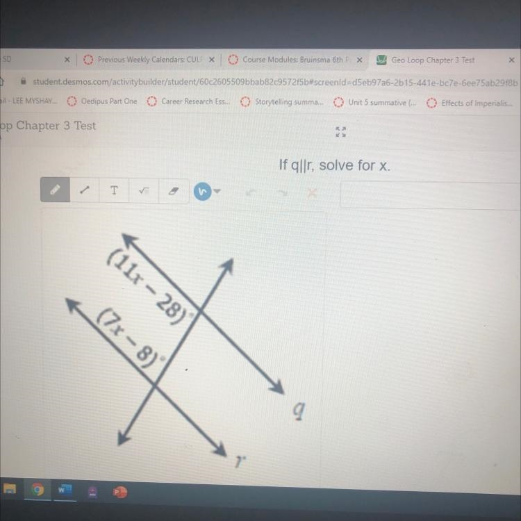 If q||r, solve for x-example-1