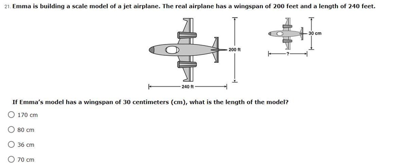 Emma is building a scale model of a jet airplane. The real airplane has a wingspan-example-1