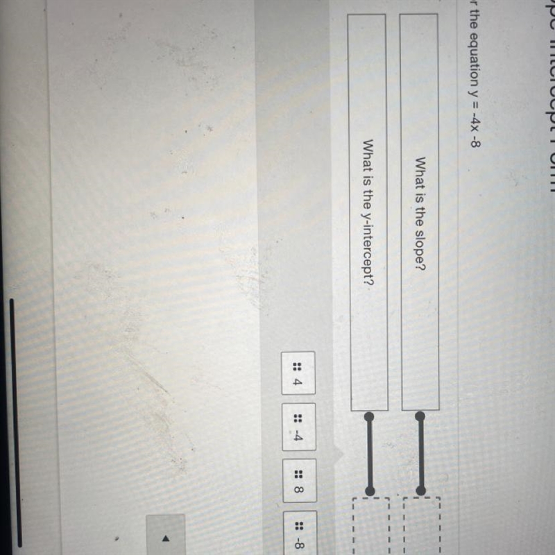 For the equation y = -4x -8-example-1