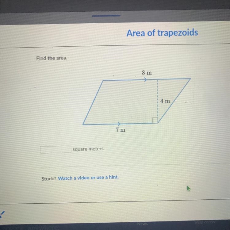 Find the area. 8 m 4 m 7 m square meters-example-1